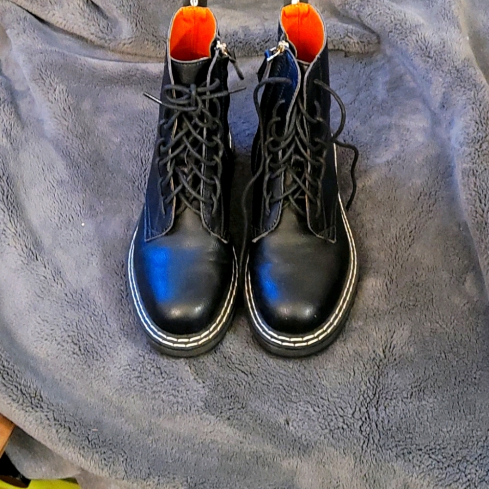 Oh,Candy women's Black lace-up Boots with zippers